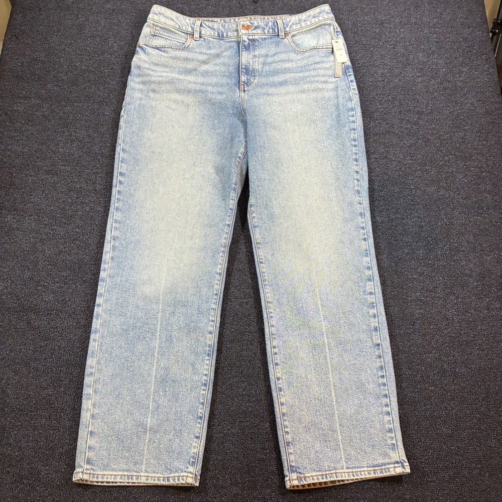Talbots High Waist Relaxed Jeans Womens 16 Light Blue Straight Leg Lisbon Wash